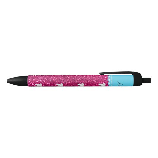 Persoonlijke naam schattig tandroze glitter zwarte inkt pen (Bovenkant)