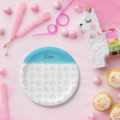 Persoonlijke naam schattig wittand patroon papieren bordje (Feest)