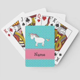 Persoonlijke naam schattige eenhoorn pokerkaarten