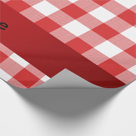 Persoonlijke naam schattige pizza rode ingecheckt cadeaupapier (Hoek)