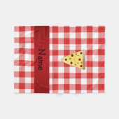 Persoonlijke naam schattige pizza rode ingecheckt fleece deken (Voorkant (Horizontaal))