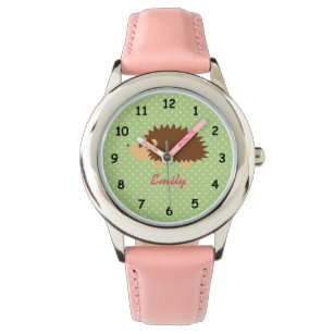 Persoonlijke naam schattige roze egelmeisjes kijke horloge