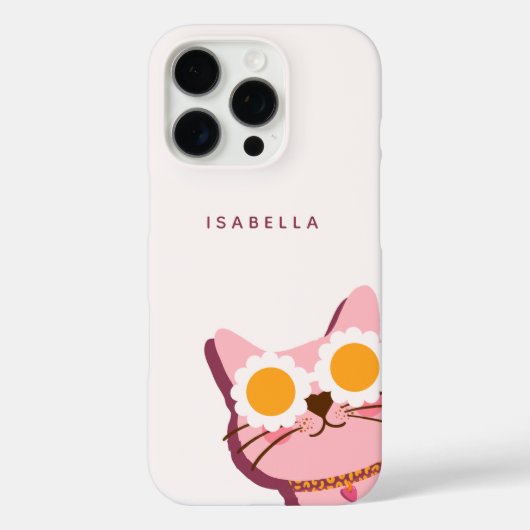 Persoonlijke naam Schattige Roze Kat Case-Mate iPhone Case (Achterkant)