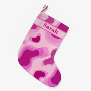 Persoonlijke naam Schattige roze kleur vrolijk Ker Kleine Kerstsok