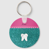 Persoonlijke naam schattige tandaqua glitter sleutelhanger (Voorkant)
