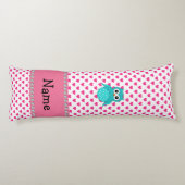 Persoonlijke naam schattige uil roze harten lichaamskussen (Achterkant)