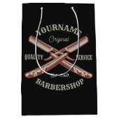Persoonlijke NAAM Scheermes Barbershop Medium Cadeauzakje (Voorkant)