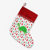Persoonlijke naam schildpad-groene sneeuwpoppen kleine kerstsok (Voorkant (Hangend))