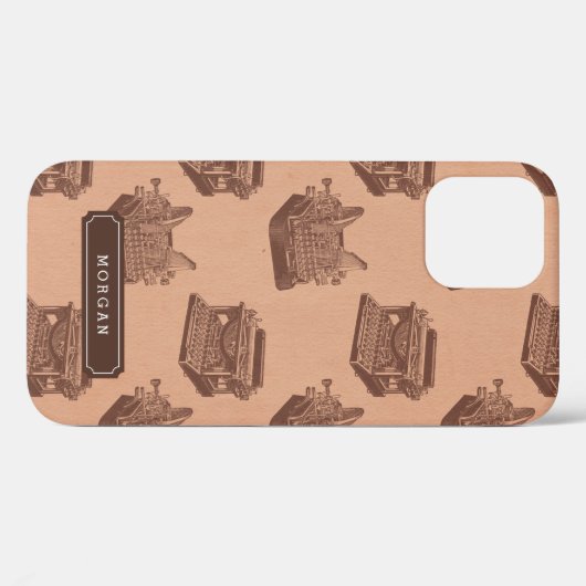 Persoonlijke naam schrijfmachine bruin Case-Mate iPhone case (Achterkant (horizontaal))