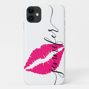 Persoonlijke naam, Script-roze lips, wit/zwart Case-Mate iPhone Case