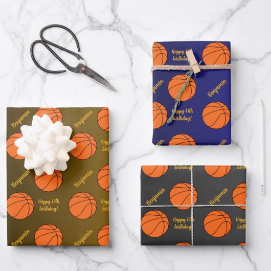 Persoonlijke naam Sentiment Sport Thema Basketball Inpakpapier Vel (Voorkant)