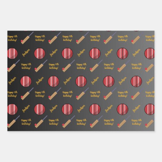 Persoonlijke naam Sentiment Sport Thema Cricket Inpakpapier Vel (Voorkant 3)