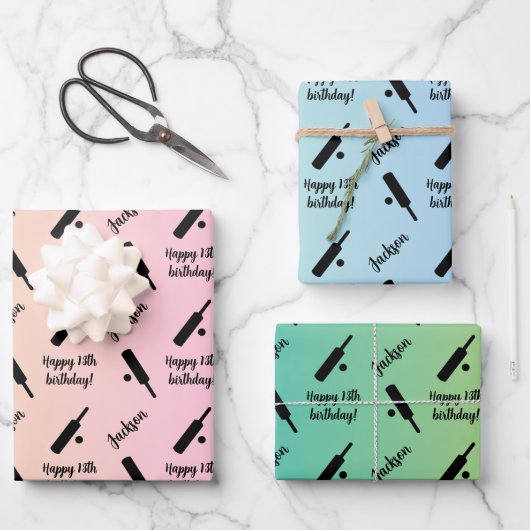 Persoonlijke naam Sentiment Sport Thema Cricket Inpakpapier Vel (Voorkant)