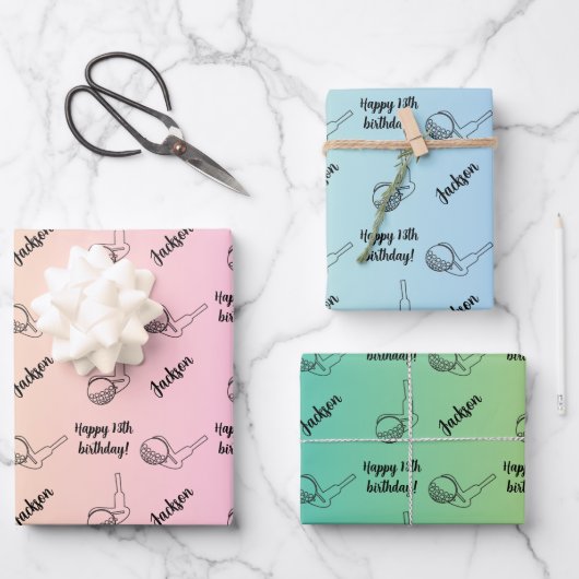 Persoonlijke naam Sentiment Sport Theme Golf Inpakpapier Vel (Voorkant)