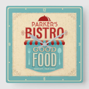 Persoonlijke naam Shabby Chic French Bistro Cafe Vierkante Klok