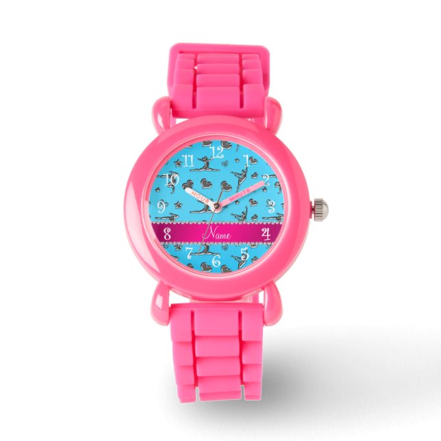 Persoonlijke naam Silver sky Blue gymnastiek Horloge (Voorkant)