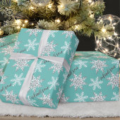 Persoonlijke naam Silver Snowflake Blauwgroen Gift Cadeaupapier