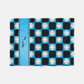 Persoonlijke naam sky blue baseball-checkers fleece deken (Voorkant (Horizontaal))