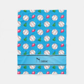 Persoonlijke naam sky blue baseball-verjaardag fleece deken (Voorkant)