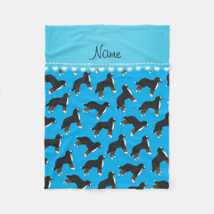 Persoonlijke naam sky blue Bernese Mountain dogs Fleece Deken