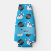 Persoonlijke naam sky blue bowling-patroon flesjeskoeler (Voorkant)