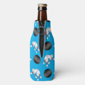 Persoonlijke naam sky blue bowling-patroon flesjeskoeler (Fles Achterkant)