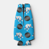 Persoonlijke naam sky blue bowling-patroon flesjeskoeler (Achterkant)