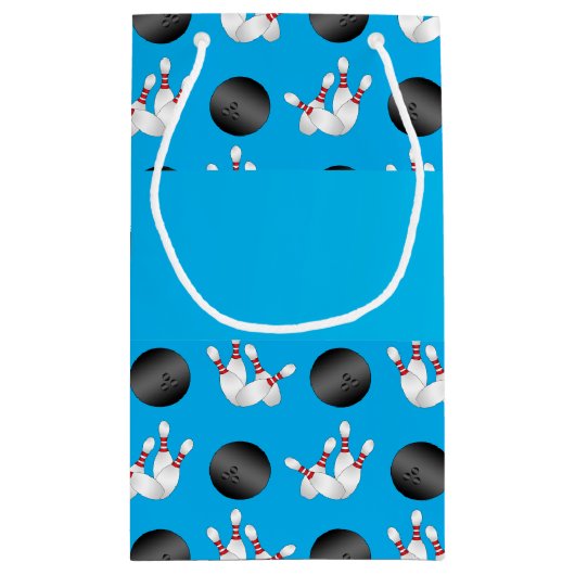 Persoonlijke naam sky blue bowling-patroon klein cadeauzakje (Achterkant)