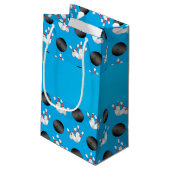 Persoonlijke naam sky blue bowling-patroon klein cadeauzakje (Achterkant Gekanteld)