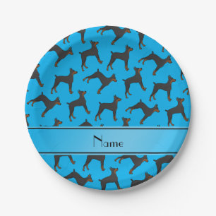 Persoonlijke naam sky blue doberman pinschers papieren bordje
