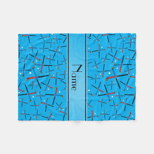Persoonlijke naam sky blue field hockey fleece deken (Voorkant (Horizontaal))