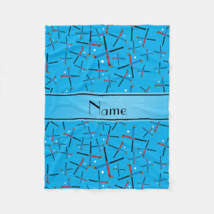 Persoonlijke naam sky blue field hockey fleece deken