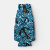 Persoonlijke naam sky blue glitter ankers flesjeskoeler (Achterkant)