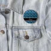 Persoonlijke naam sky blue glitter boows ronde button 5,7 cm (In situ)