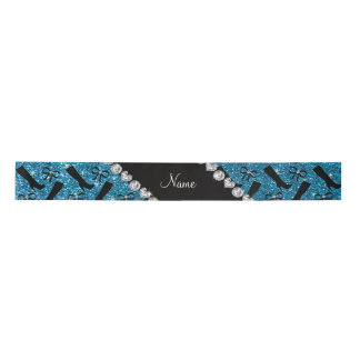 Persoonlijke naam sky blue glitter boows satijnen lint