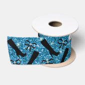 Persoonlijke naam sky blue glitter boows satijnen lint (Spoel)