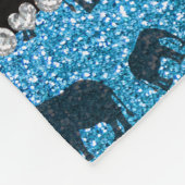 Persoonlijke naam sky blue glitter elephants fleece deken (Hoek)