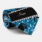 Persoonlijke naam sky blue glitter fancy schoenen stropdas (Opgerold)