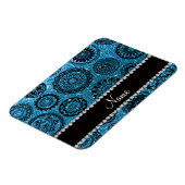 Persoonlijke naam sky blue glitter mandalas magneet (Linkerzijde)