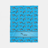 Persoonlijke naam sky blue Greyhound honden Fleece Deken (Voorkant)