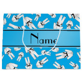 Persoonlijke naam sky blue karate patroon groot cadeauzakje (Voorkant)