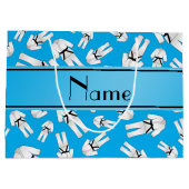 Persoonlijke naam sky blue karate patroon groot cadeauzakje (Achterkant)