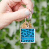 Persoonlijke naam sky blue leopard harten sleutelhanger (Hand)