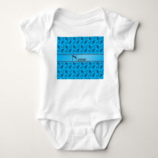 Persoonlijke naam sky blue muzieknoten romper (Voorkant)