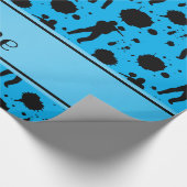 Persoonlijke naam sky blue paintball-patroon cadeaupapier (Hoek)