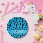 Persoonlijke naam sky blue paintball-patroon papieren bordje (Feest)