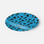 Persoonlijke naam sky blue paintball-patroon papieren bordje (Gekanteld)