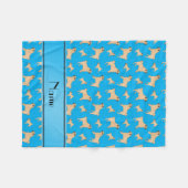 Persoonlijke naam sky blue Pug dogs Fleece Deken (Voorkant (Horizontaal))