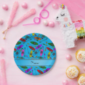 Persoonlijke naam sky blue rainbow kayaks papieren bordje (Feest)