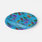 Persoonlijke naam sky blue rainbow kayaks papieren bordje (Gekanteld)